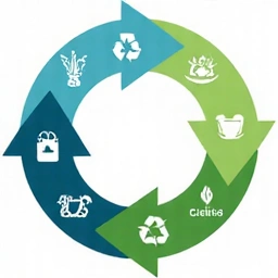 Circular economy infographic showing recycling and renewable resource cycles